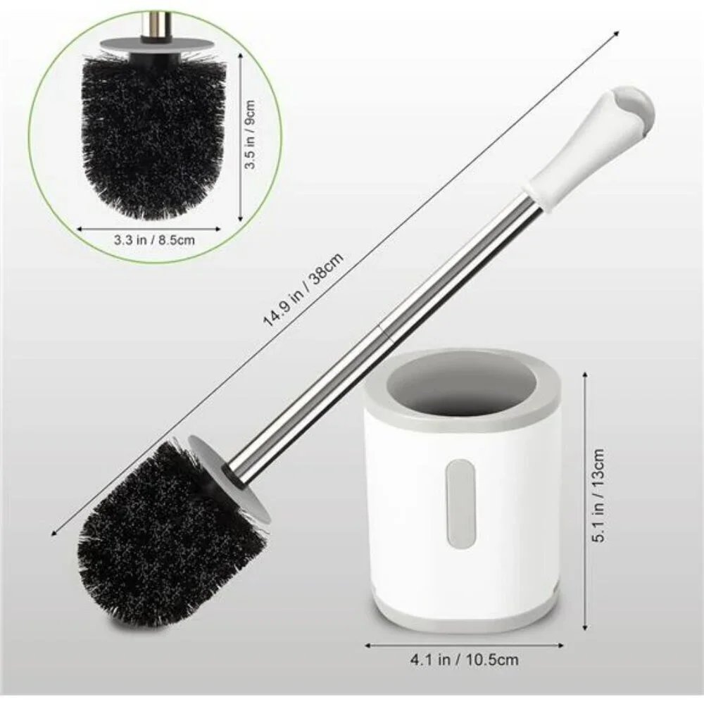 Toilet Brush and Holder Compact Deep Cleaning with Durable Bristles for Bathroom